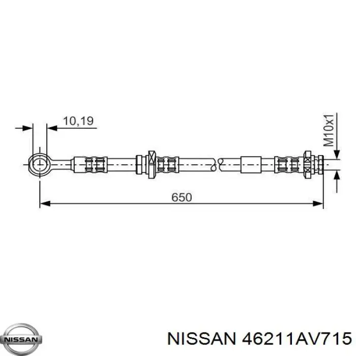 46211AV715 Nissan шланг гальмівний задній, лівий