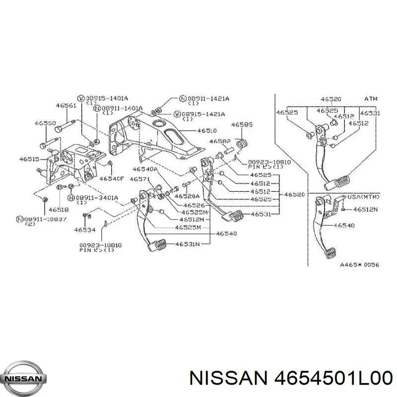  Nissan/Infiniti 4654501L00 ціна, від 2.35 USD