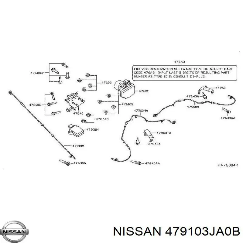 Провід датчика АБС передній Nissan/Infiniti 479103JA0B ціна, від 18.85 USD