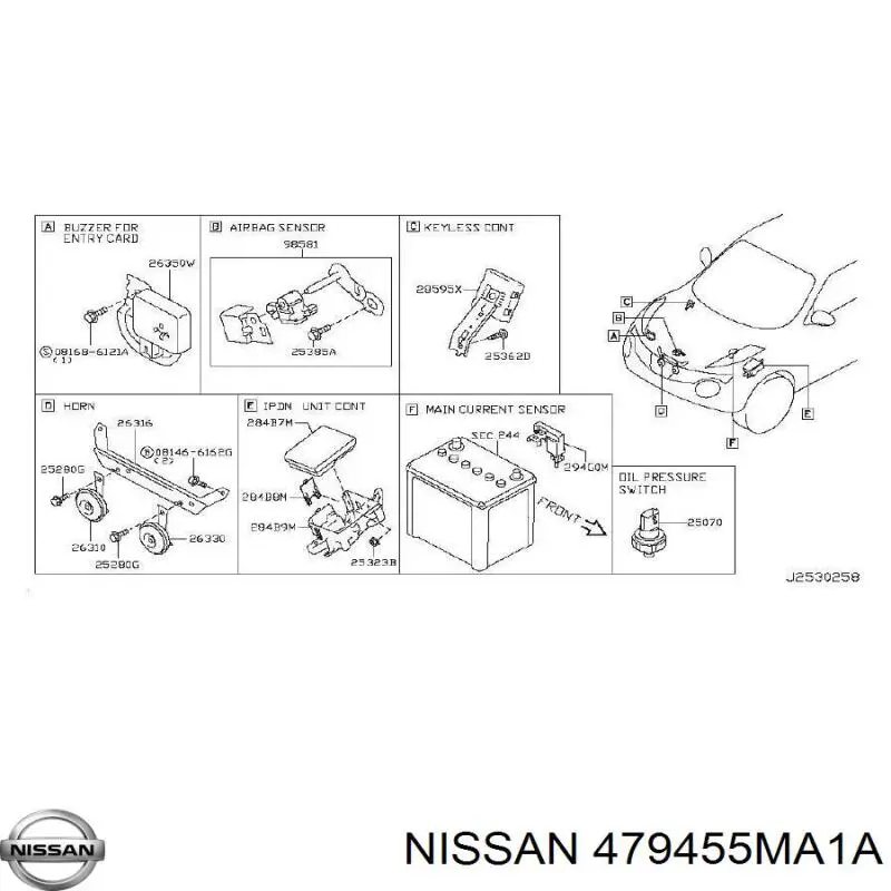 Датчик повороту керма Nissan/Infiniti 479455MA1A ціна, від 25.33 USD