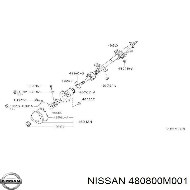 Карданчик вала рульової колонки, нижній Nissan/Infiniti 480800M001 ціна, від 15.20 USD