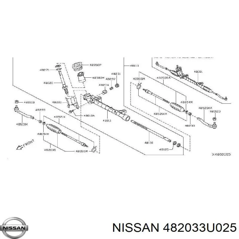 482033U025 Nissan пильник рульового механізму/рейки