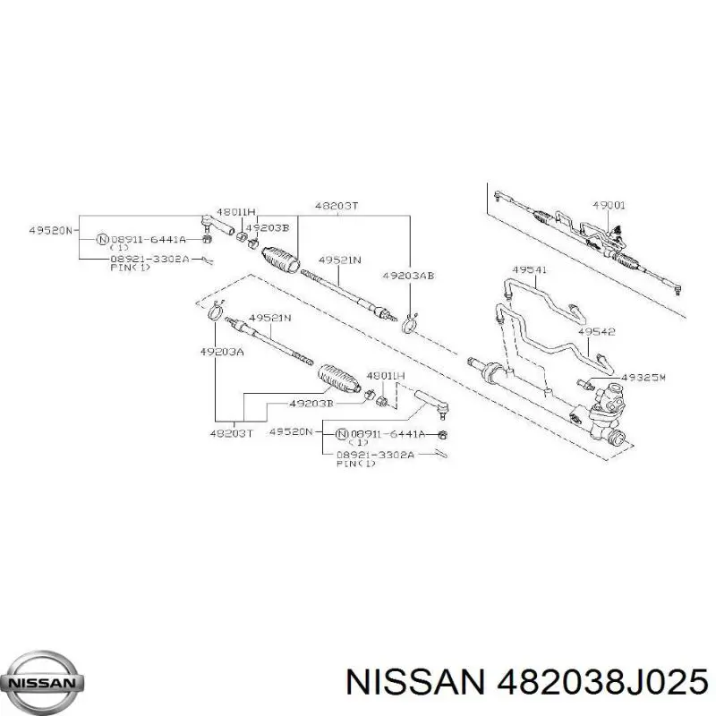 Купити 482038J025 Nissan/Infiniti Пильник рульового механізму/рейки, лівий