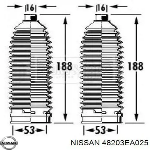 Пильник рульової тяги Nissan/Infiniti 48203EA025 ціна, від 5.44 USD