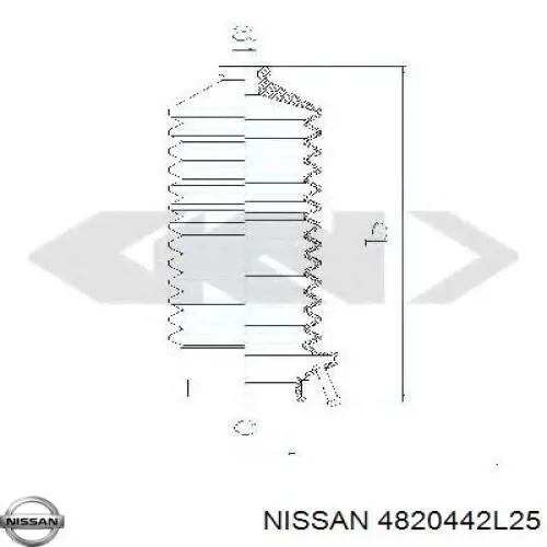 Купити 4820442L25 Nissan/Infiniti Пильник рульового механізму/рейки, правий