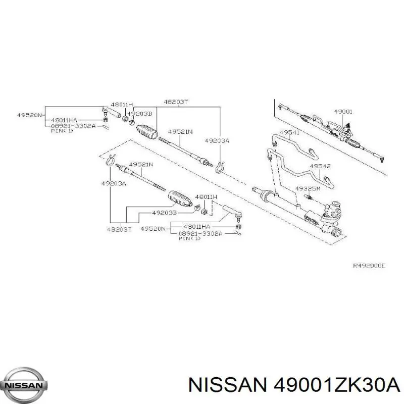 49001ZK30A Nissan/Infiniti Рейковий рульовий механізм