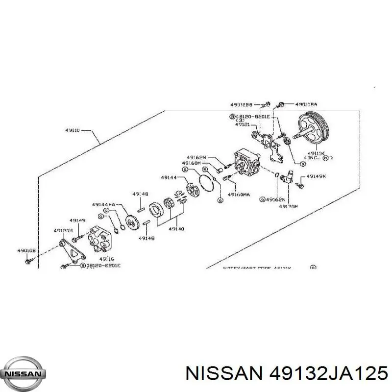 Шків насосу гідропідсилювача керма (ГПК) Nissan/Infiniti 49132JA125 ціна, від 219.60 USD