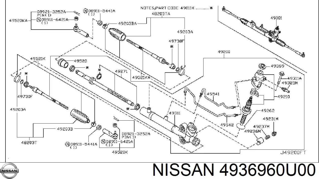 Купити 4936960U00 Nissan/Infiniti 