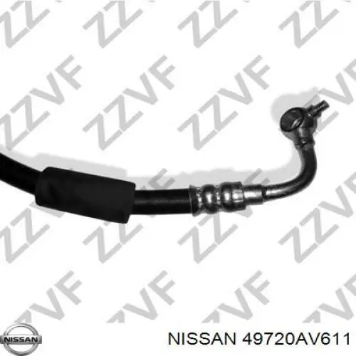 49720AV611 Nissan шланг гпк, високого тиску гідропідсилювача керма (рейки)