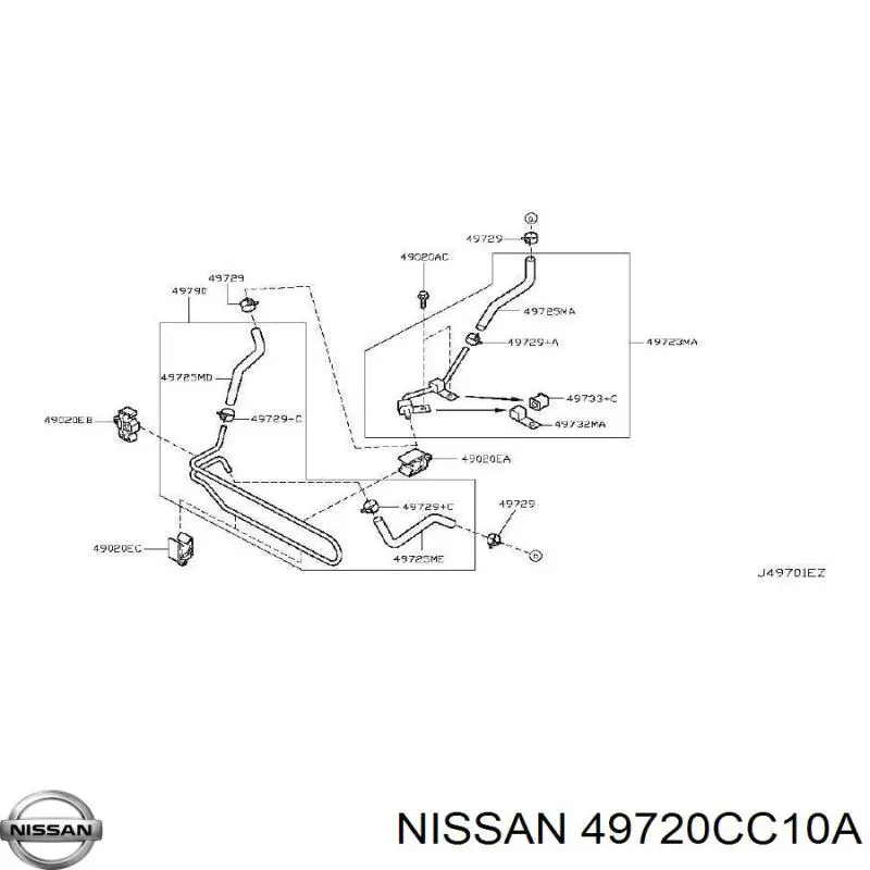 Шланг ГПК, високого тиску гідропідсилювача керма (рейки) Nissan Murano (Z50) (Нісан Мурано)