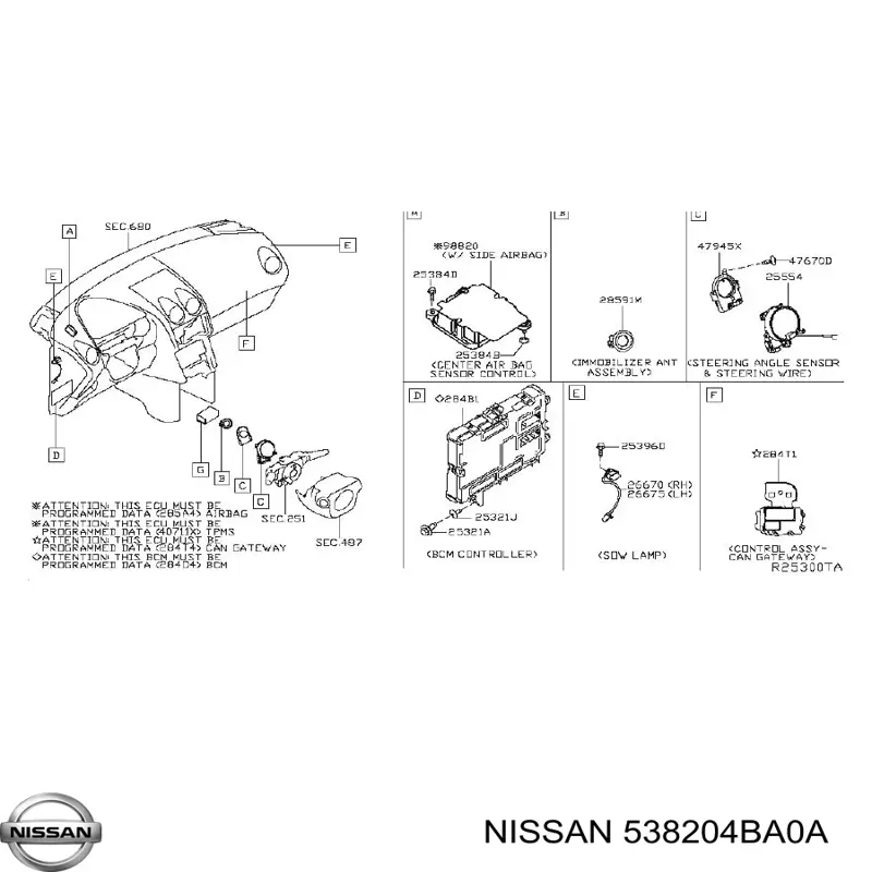 Купити 538204BA0A Nissan/Infiniti Датчик рівня положення кузова, задній