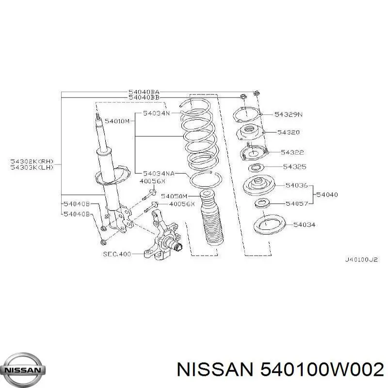 Пружина передня Nissan/Infiniti 540100W002 ціна, від 93.51 USD