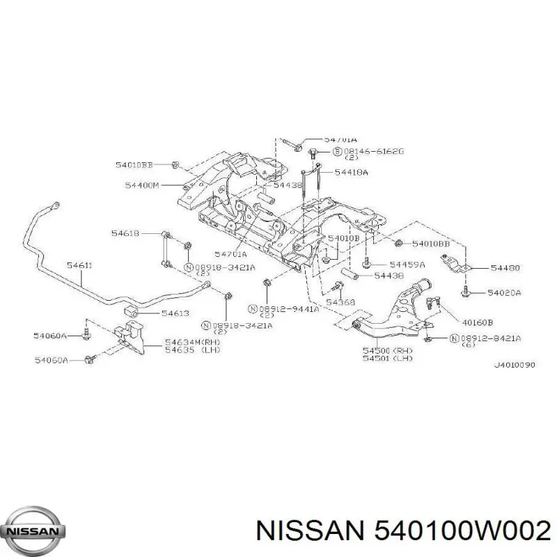 540100W002 Nissan пружина передня