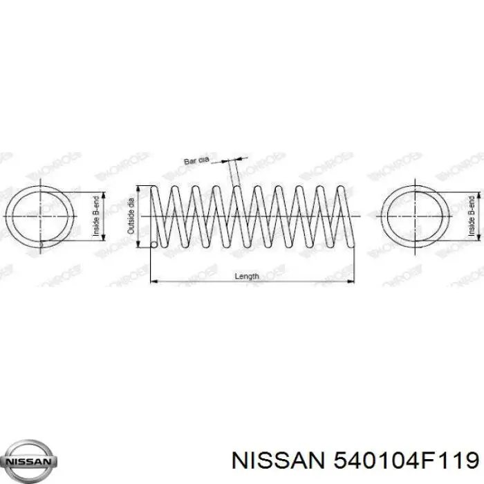 Пружина передня 540104F119 Nissan/Infiniti
