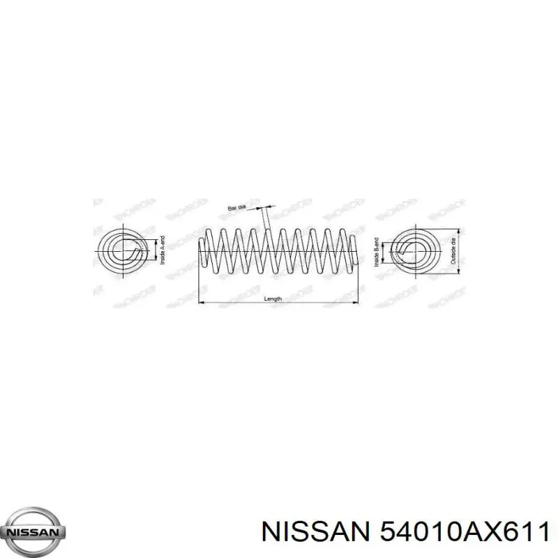Пружина передня Nissan/Infiniti 54010AX611 ціна, від 17.98 USD