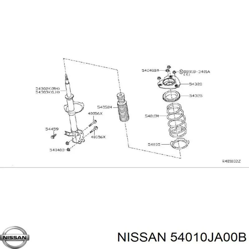 54010JA00B Nissan/Infiniti Пружина амортизатора передняя