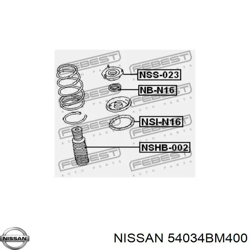 54034BM400 Nissan проставка (гумове кільце пружини передньої, верхня)