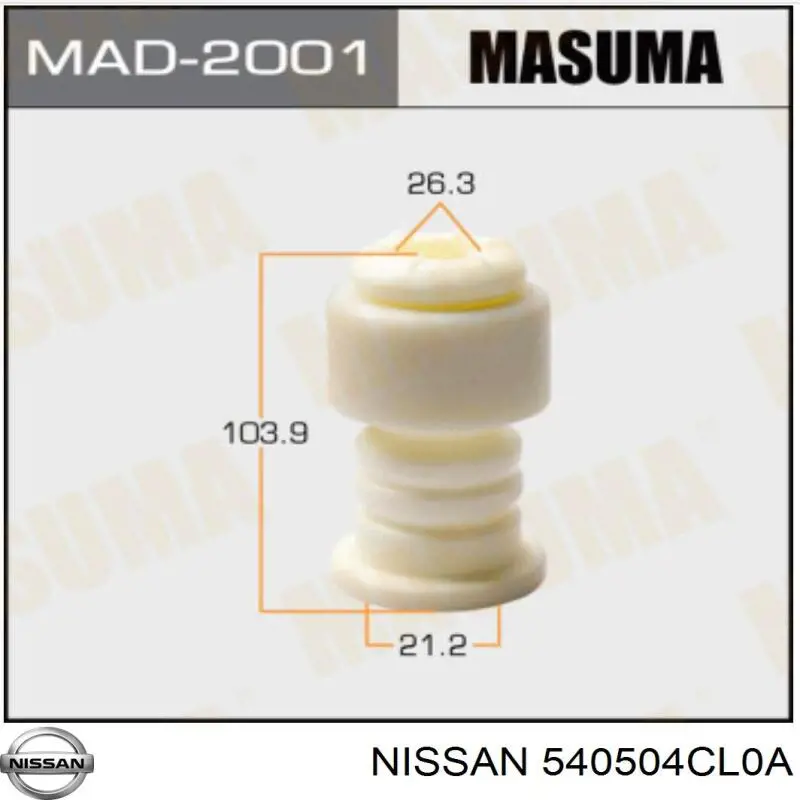 Буфер-відбійник амортизатора переднього Nissan/Infiniti 540504CL0A ціна, від 16.95 USD