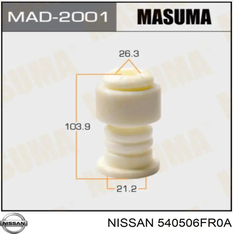 Буфер-відбійник амортизатора переднього Nissan/Infiniti 540506FR0A ціна, від 16.92 USD