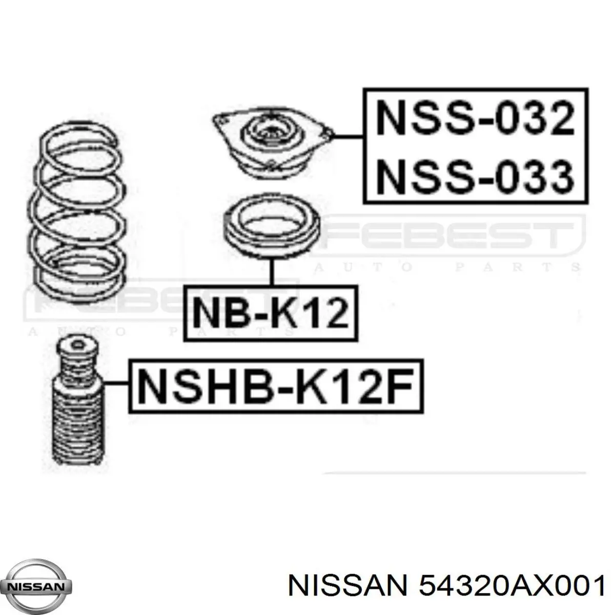 54320AX001 Nissan опора амортизатора переднього правого