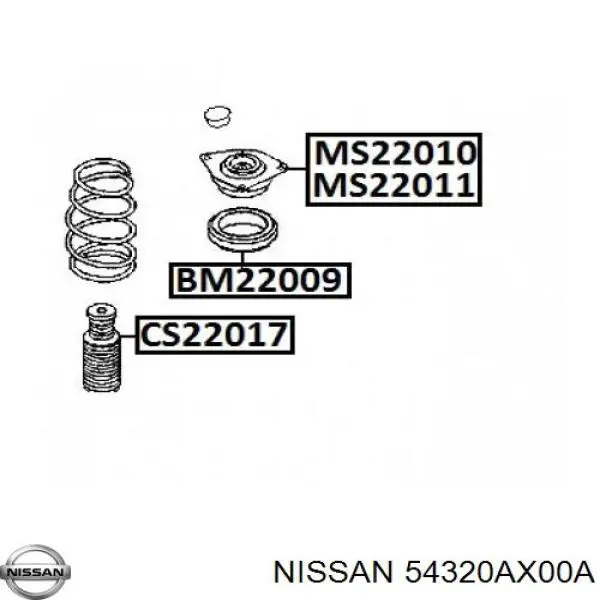 Опора амортизатора переднього правого Nissan/Infiniti 54320AX00A ціна, від 38.03 USD