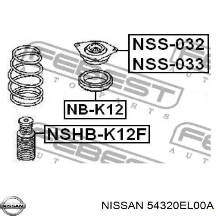 Опора амортизатора переднього правого Nissan/Infiniti 54320EL00A ціна, від 18.04 USD