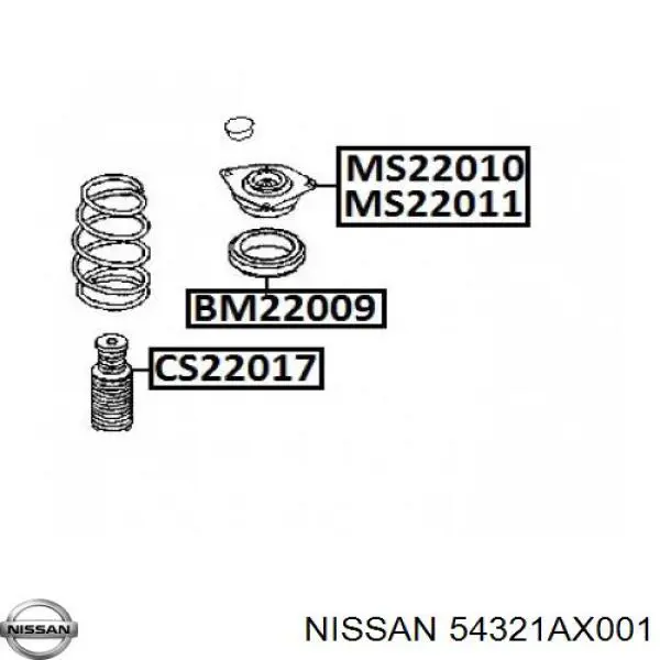 54321AX001 Nissan опора амортизатора переднього лівого