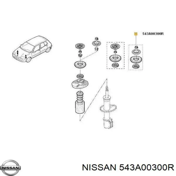 543A00300R Nissan опора амортизатора переднього