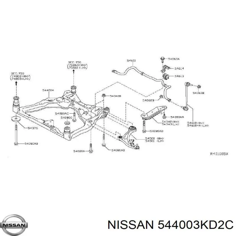 544003KD2C Nissan/Infiniti Передня балка