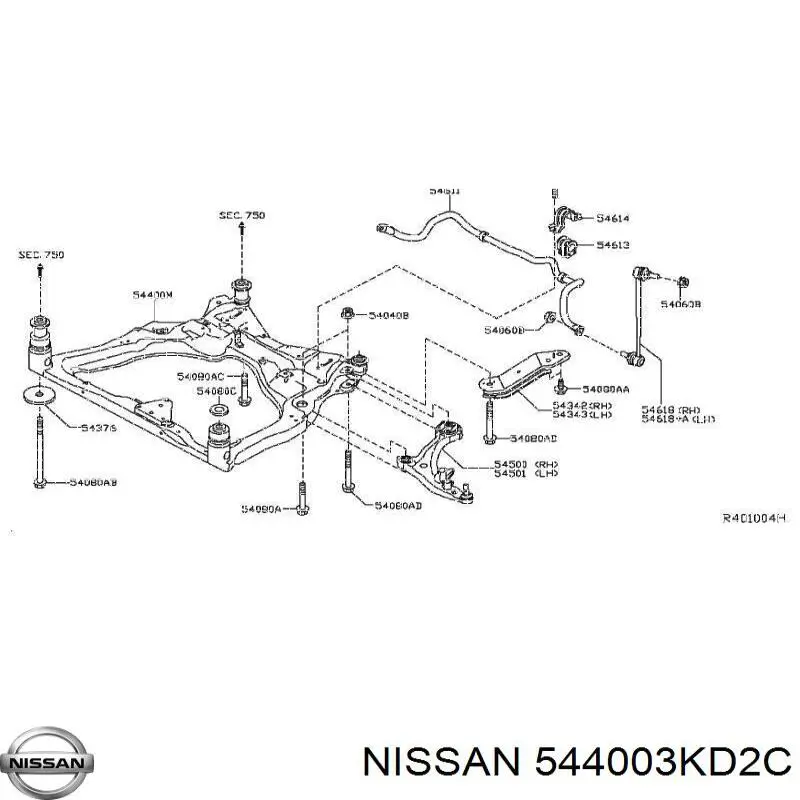 Підрамник передньої підвіски Nissan/Infiniti 544003KD2C ціна, від 52.75 USD