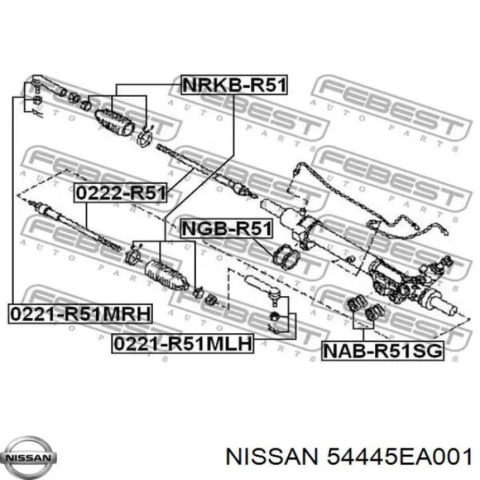 Купити 54445EA001 Nissan/Infiniti Втулка кріплення кермової рейки