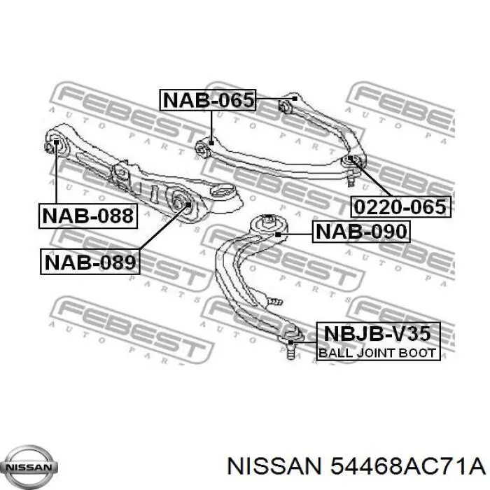 54468AC70F Nissan важіль передньої підвіски нижній, правий