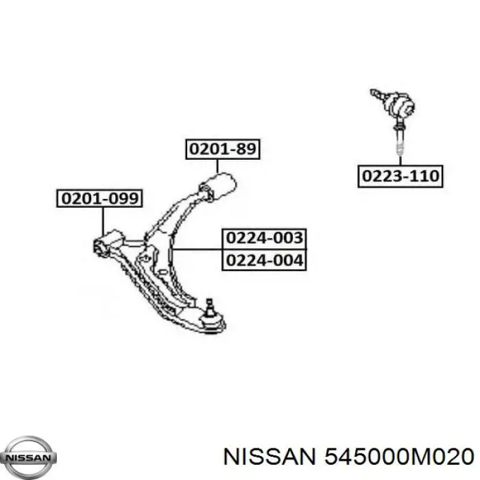 Важіль передньої підвіски нижній, правий Nissan/Infiniti 545000M020 ціна, від 40.22 USD