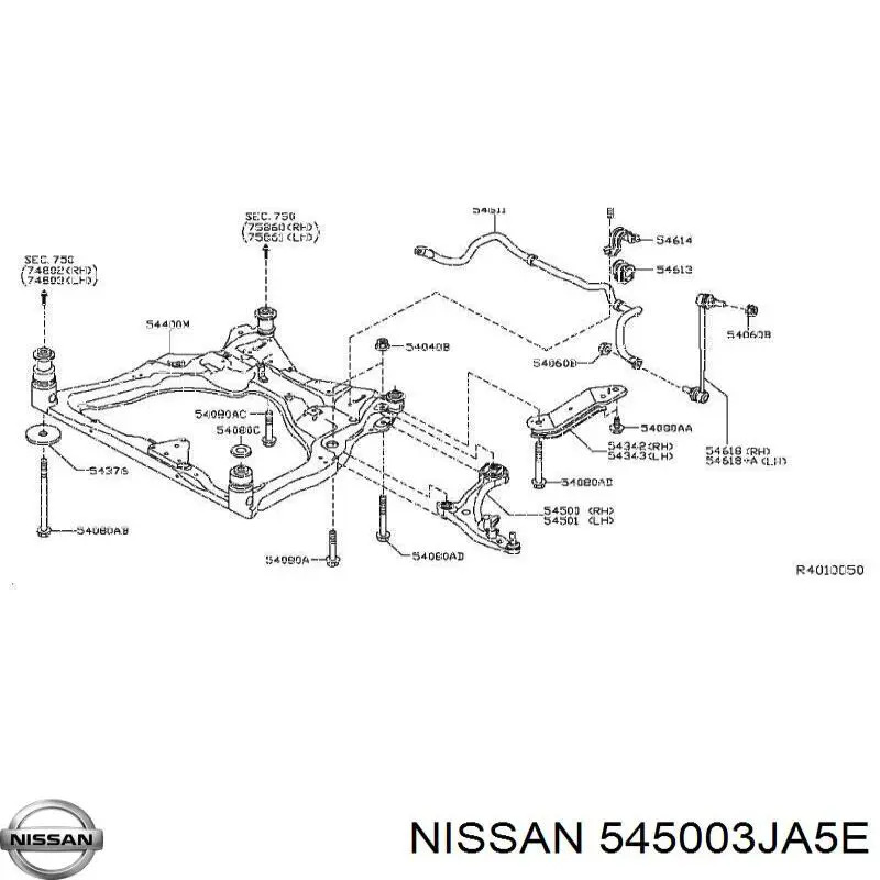545003JA5E Nissan/Infiniti Важіль передньої підвіски нижній, правий