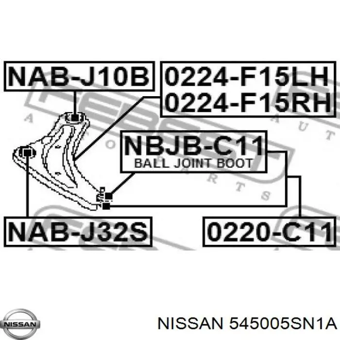 Купити 545005SN1A Nissan/Infiniti Важіль передньої підвіски нижній, правий
