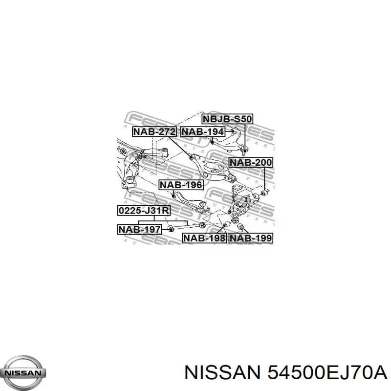 Важіль передньої підвіски нижній, правий Nissan/Infiniti 54500EJ70A ціна, від 45.31 USD