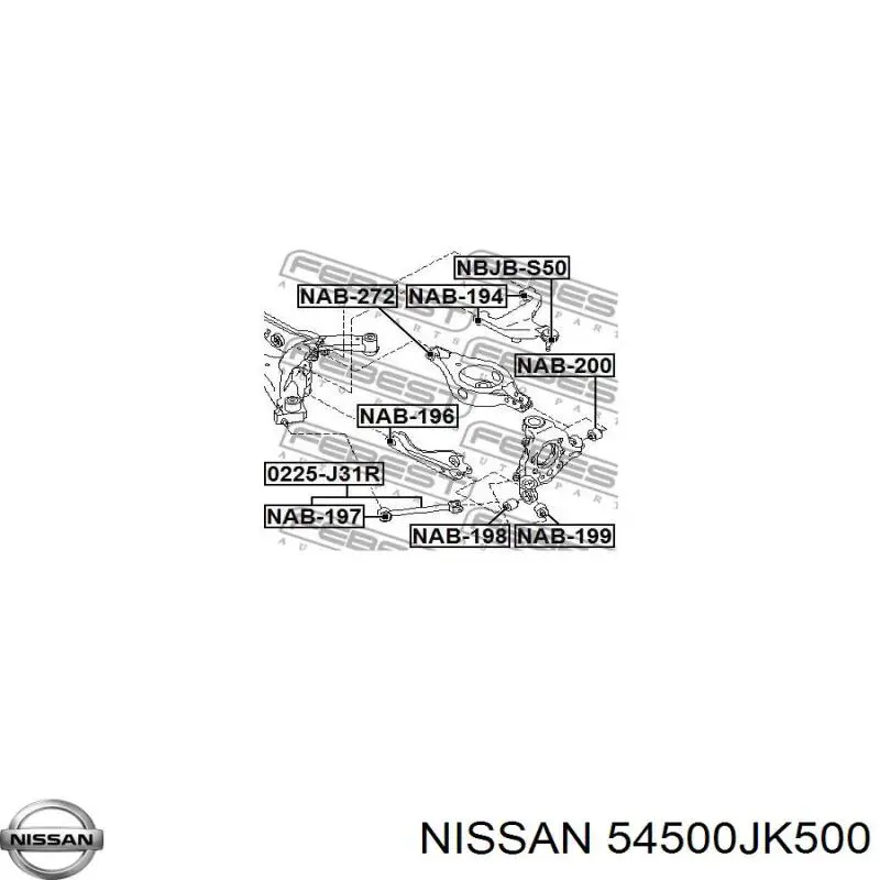 Важіль передньої підвіски нижній, правий 54500JK500 Nissan/Infiniti