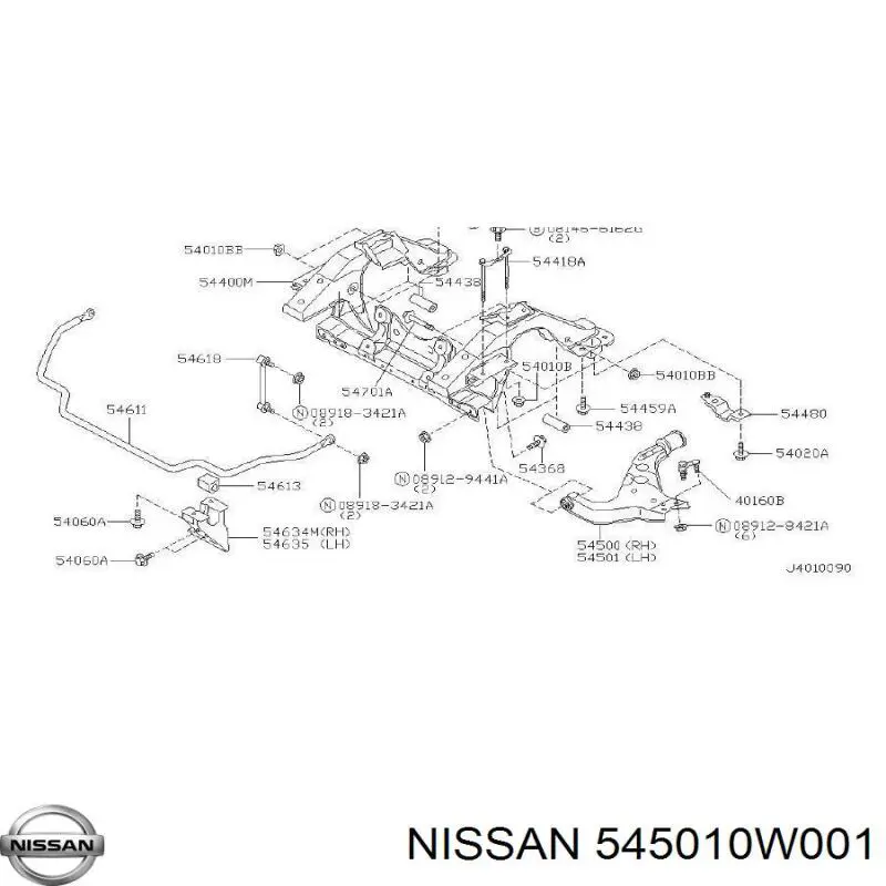 545010W001 Nissan важіль передньої підвіски нижній, лівий