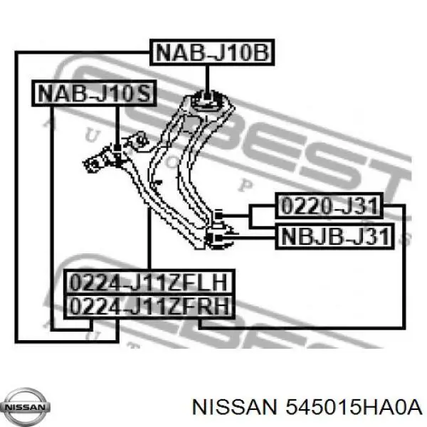 Важіль передній лівий Nissan/Infiniti 545015HA0A ціна, від 65.02 USD