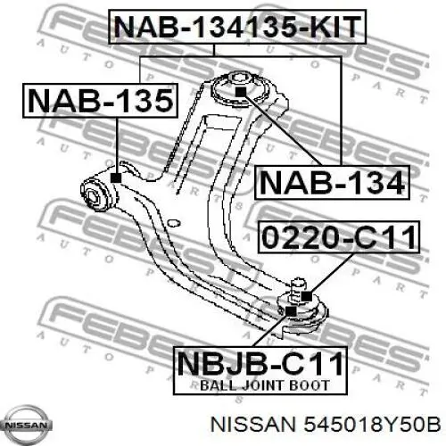 Важіль передній лівий Nissan/Infiniti 545018Y50B ціна, від 25.86 USD