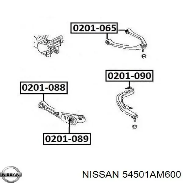 Важіль передньої підвіски нижній, правий 54501AM600 Nissan/Infiniti