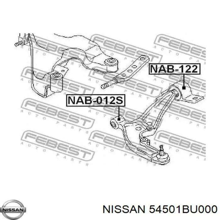 Важіль передньої підвіски нижній, лівий 54501BU000 Nissan/Infiniti