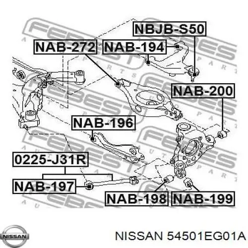 Купити 54501EG01A Nissan/Infiniti Лівий важіль передній нижній підвіски