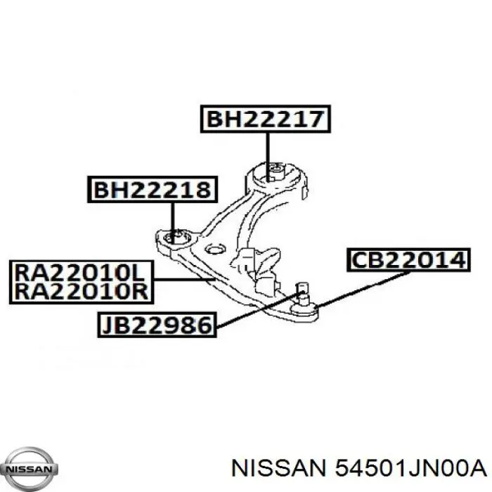 Купити 54501JN00A Nissan/Infiniti Лівий важіль передній нижній підвіски