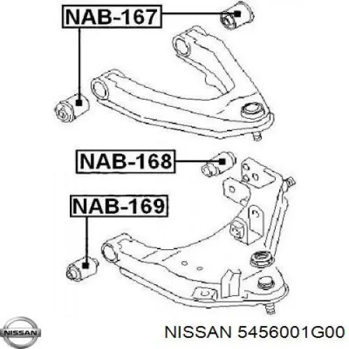 Сайлентблок нижнього важеля передньої підвіски Nissan/Infiniti 5456001G00 ціна, від 5.86 USD