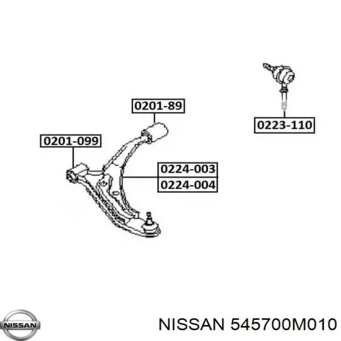 Сайлентблок переднього важеля 545700M010 Nissan/Infiniti
