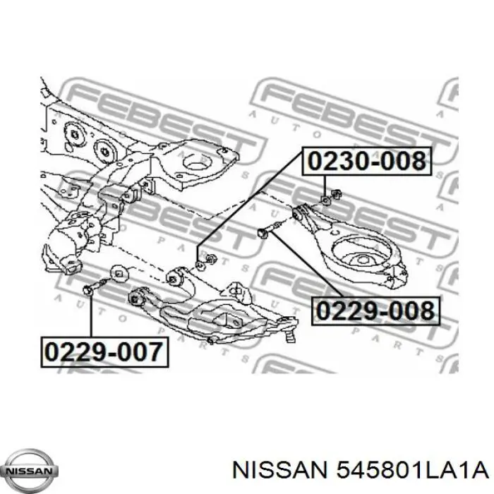 545801LA1A Nissan/Infiniti Болт кріплення заднього нижнього важеля