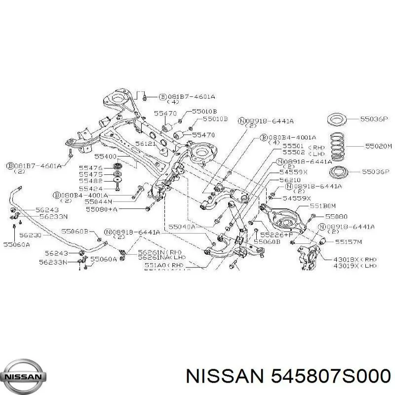 545807S000 Nissan/Infiniti Болт кріплення заднього нижнього важеля, внутрішній