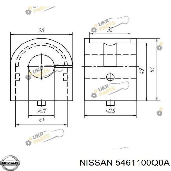 Передній стабілізатор 5461100Q0A Nissan/Infiniti