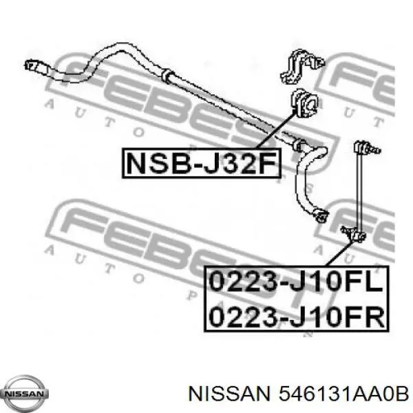 546131AA0B Nissan втулка стабілізатора переднього